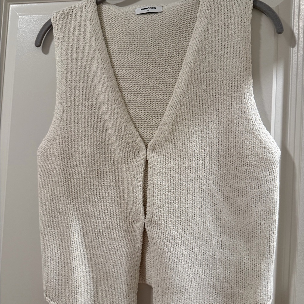 Rumored Cream Knit Sleeveless Blouse
